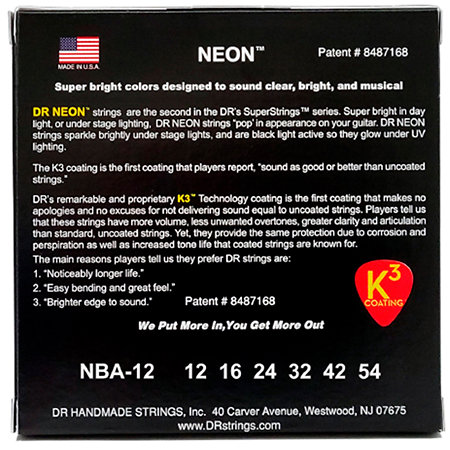 Hi Def Neon Blue 6 Cordes Light 12-54 DR Strings