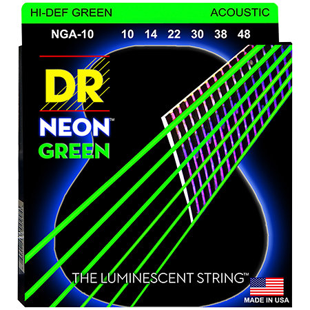 DR Strings Hi Def Neon Green 6 Cordes Extra Light 10-48