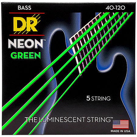 DR Strings Hi Def Neon Green 5 Cordes Light 40-120