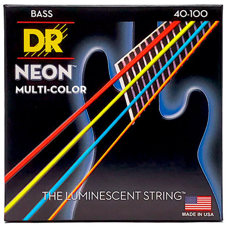 DR Strings Hi Def Neon Multi Color 4 Cordes Light 40-100