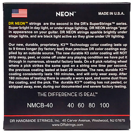 Hi Def Neon Multi Color 4 Cordes Light 40-100 DR Strings