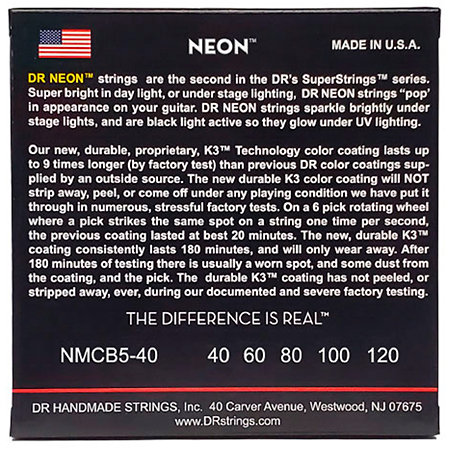 Hi Def Neon Multi Color 5 Cordes Light 40-120 DR Strings