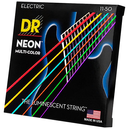 DR Strings Hi Def Neon Multi Color 6 Cordes Heavy 11-50