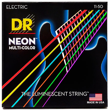 DR Strings Hi Def Neon Multi Color 6 Cordes Heavy 11-50