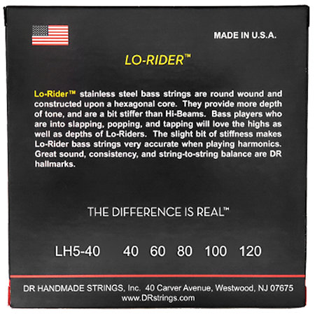 Lo Rider Stainless Steel 5 Cordes Light 40-120 DR Strings