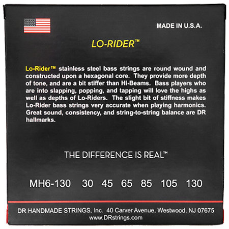 Lo Rider Stainless Steel 6 Cordes Medium Heavy 30-130 DR Strings