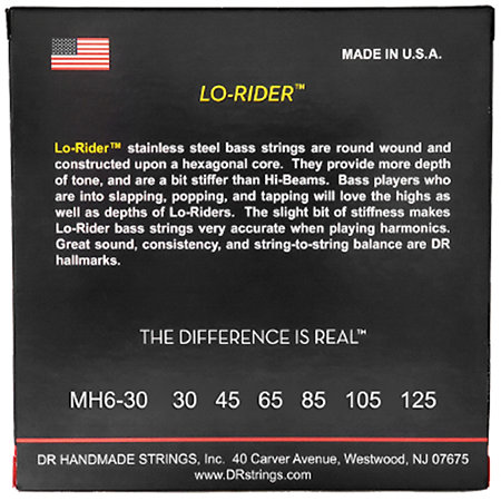 Lo Rider Stainless Steel 6 Cordes Medium 30-125 DR Strings