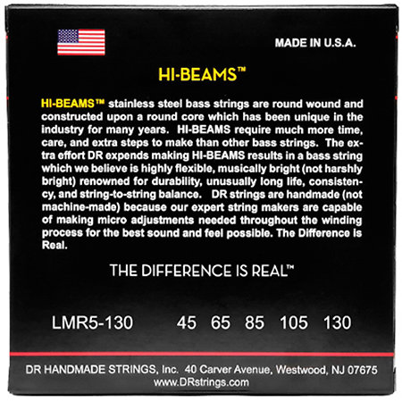 Hi Beam Stainless Steel Medium Heavy 5 Cordes X Long Scale 45-130 DR Strings