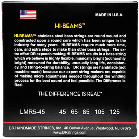 Hi Beam Stainless Steel Medium 5 Cordes X Long Scale 45-125 DR Strings
