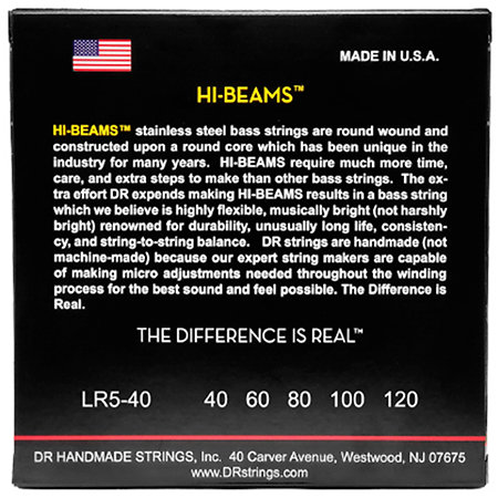 Hi Beam Stainless Steel Light 5 Cordes 40-120 DR Strings