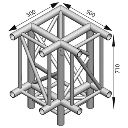 ASD ASR31 Angle 3 départs pied 90 degrés 0,50m x 0,50m x 0,71m