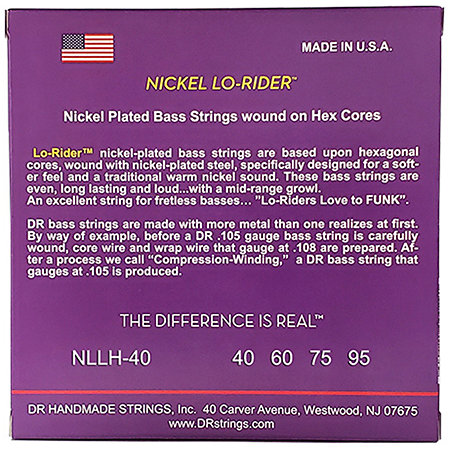 Nickel Lo Rider Nickel Plated Extra Light 40-95 DR Strings