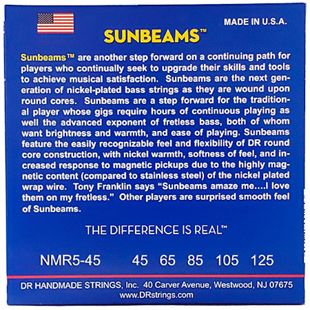 Sunbeam Nickel Plated 5 Cordes Medium 45-125 DR Strings