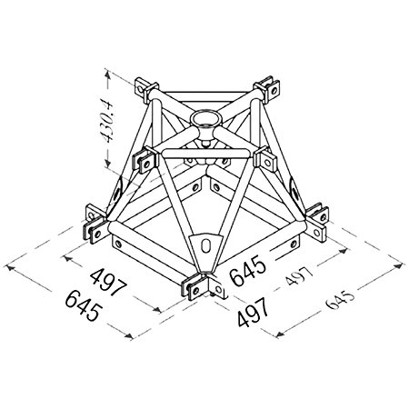 ASD CLV4D Carré de levage structure triangulaire 4 départs acier