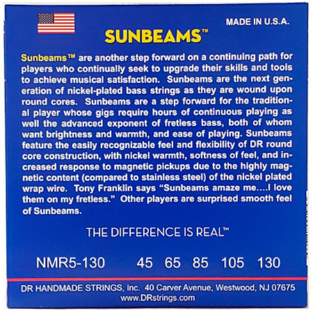 Sunbeam Nickel Plated 5 Cordes Medium Heavy 45-130 DR Strings