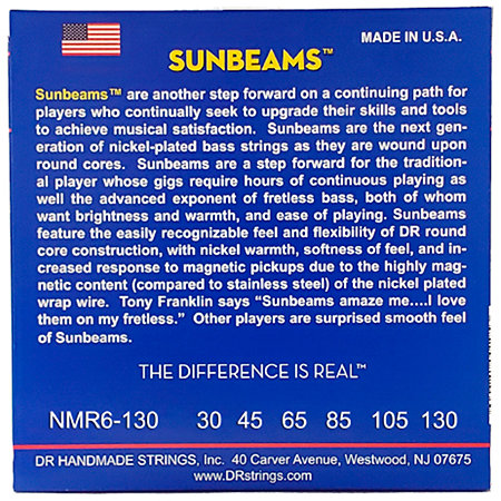 Sunbeam Nickel Plated 6 Cordes Medium Heavy 30-130 DR Strings