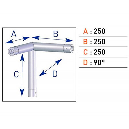 FX 5031 Angle vertical 3 départs pied droit 90 degrés 0,25m x 0,25m x 0,25m ASD