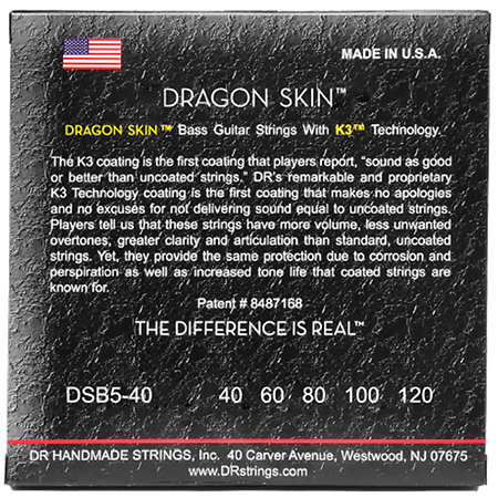 Dragon Skin Clear Coated 5 cordes Light 40-120 DR Strings