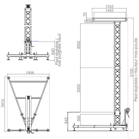 ASD STT 500 Tour de levage 5m 300 kg