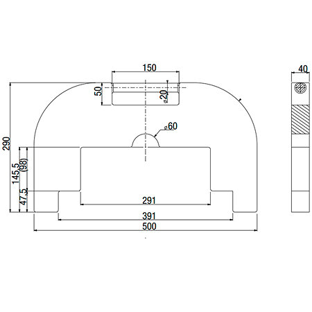 ASD EML 5028/2 1/2 Lest noir 500 x 290 x 40 mm