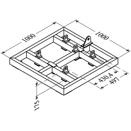 T500FET100 Embase tubulaire 1m x 1m pour structures ST 500 et SC 500 ASD
