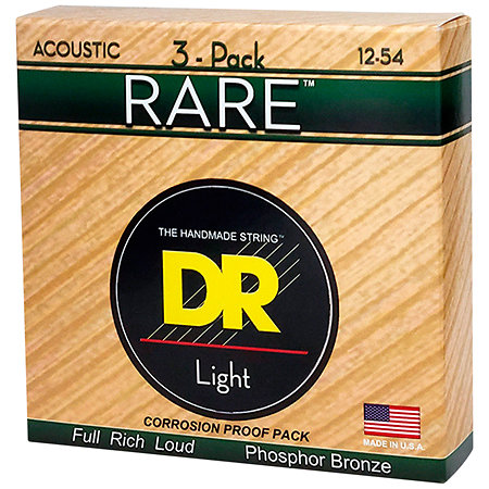 DR Strings Rare Phosphor Bronze Light 12-54 3 jeux