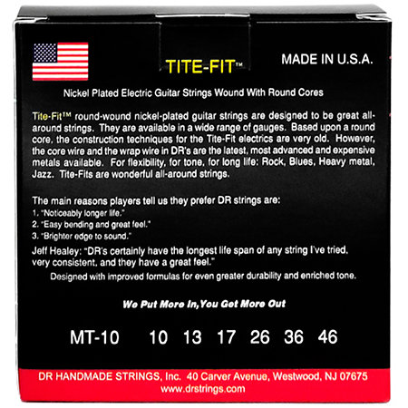 Tite Fit Nickel Plated 6 Cordes Medium 10-46 3 Jeux DR Strings