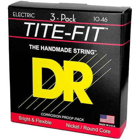 Tite Fit Nickel Plated 6 Cordes Medium 10-46 3 Jeux DR Strings