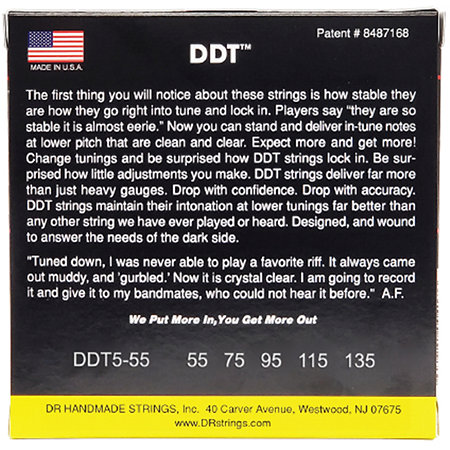 DDT Drop Down Tuning 5 Cordes Heavy 55-135 DR Strings