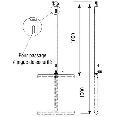 ASD BARRE TN Barre télescopique noire réglable de 1m à 1m50