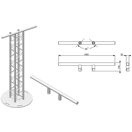 ASD HTZ Barre totem pour structure carrée 290mm