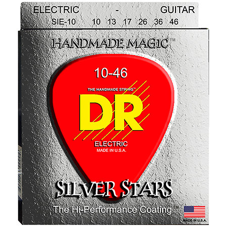 DR Strings Silver Stars Silver Plated Clear Coated Medium 10-46