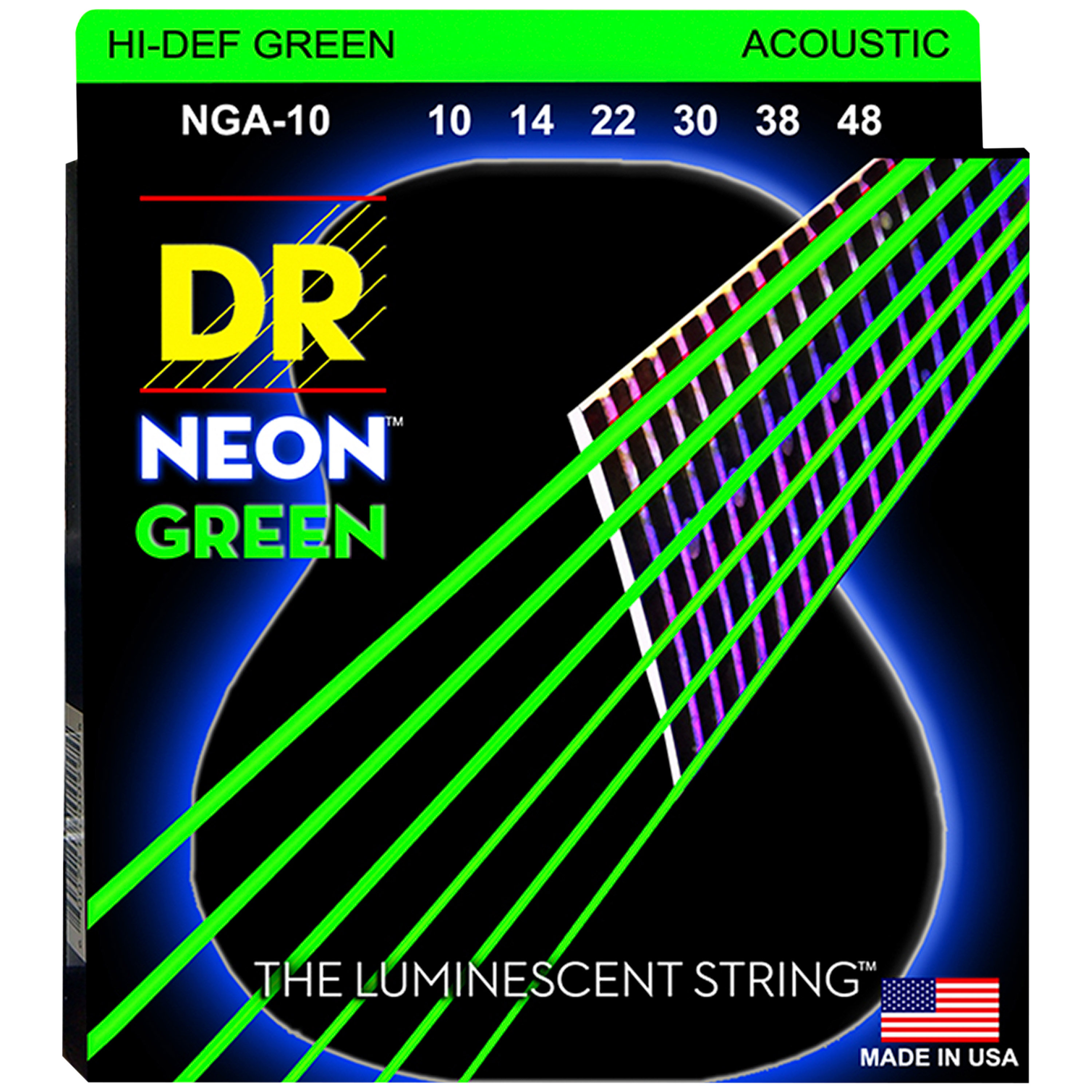 DR Strings Hi Def Neon Green 6 Cordes Extra Light 10-48 - Gitaarsnaren ...