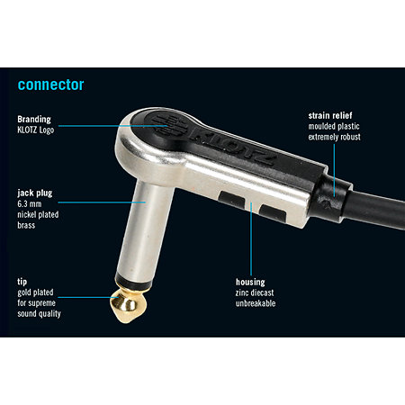 Câble PatchMaster Jacks mâles TS coudés 15 cm Klotz