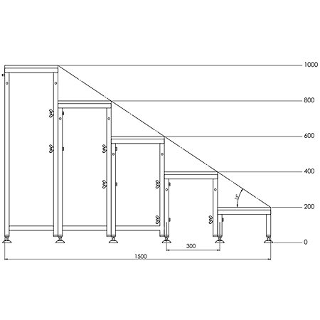 MAR EC 100 Escalier fixe alu hauteur 1m ASD