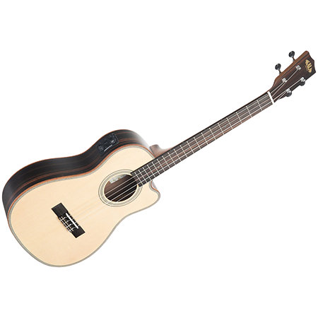 Solid Spruce Top Striped Ebony Baritone Cutaway EQ + Housse Kala