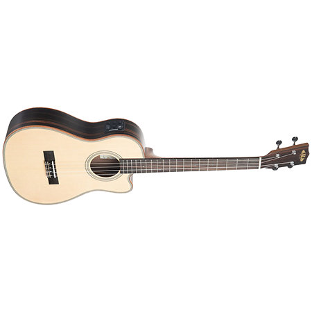 Solid Spruce Top Striped Ebony Baritone Cutaway EQ + Housse Kala