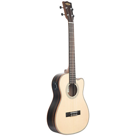 Solid Spruce Top Striped Ebony Baritone Cutaway EQ + Housse Kala