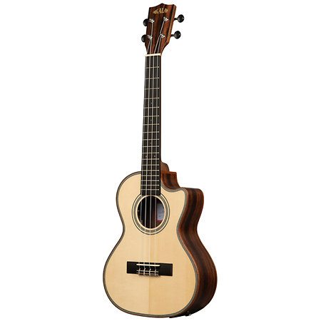 Solid Spruce Top Striped Ebony Tenor Cutaway EQ Kala
