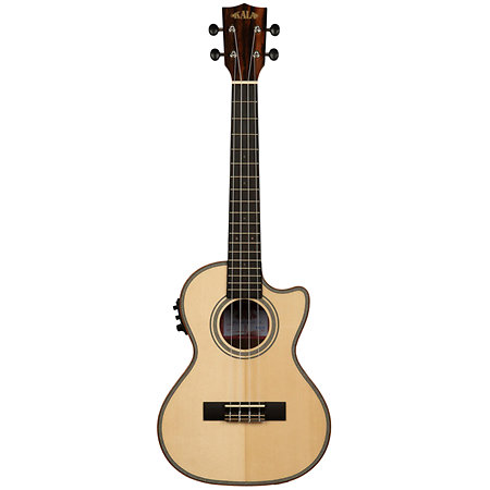 Solid Spruce Top Striped Ebony Tenor Cutaway EQ + Housse Kala