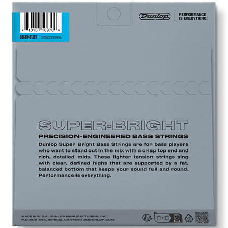Dunlop DBSBN45125T Super Bright Nickel Wound Tapered 45-125