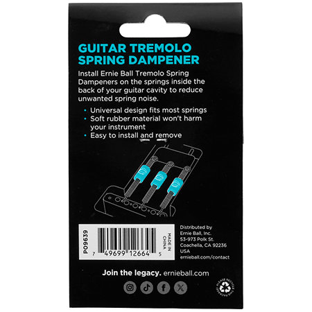Ernie Ball 9639 String Dampener Guitar Tremolo Lot de 6
