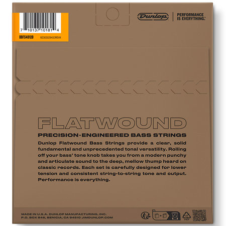 Dunlop DBFS40120 Stainless Steel Flatwound 5 Cordes 40-120