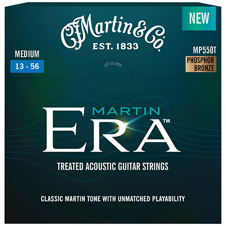 Martin Strings MP550T Medium 13-56 Martin Era Treated Acoustic Guitar Strings