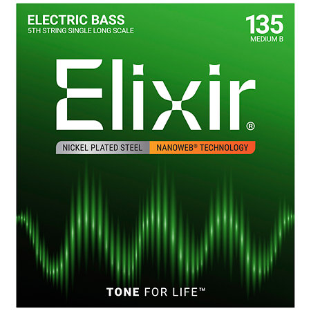 Elixir 15435 Nanoweb Nickel Plated Steel Medium B Long Scale 135