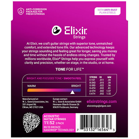 16564 Nanoweb 80/20 11-52 Pack de 3 Elixir