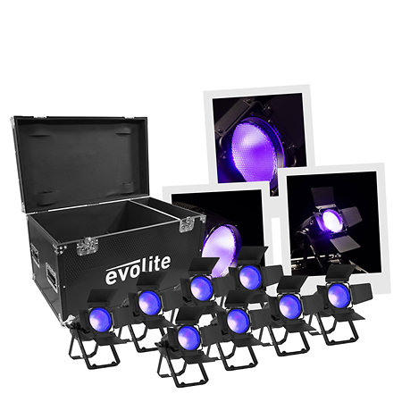 Evolite Pack PARCOB150 UV IP x8 + flight case