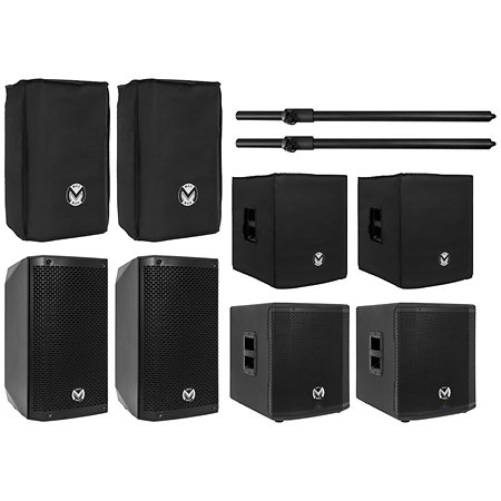 Pack AS 108 (x2) + AS 812 Sub (x2) + Housses + Tube de couplage Mac Mah