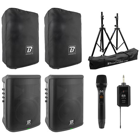 BoomTone DJ Pack GoSound 800 + Housse + Micro HF + Pied d'enceinte
