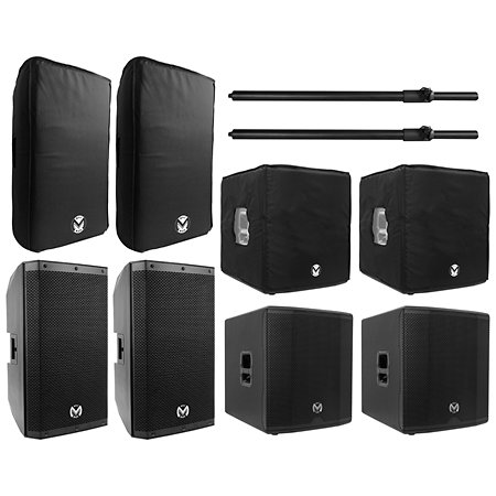 Pack AS 115 (la paire) + AS 818 Sub (la paire) + housses et tubes de couplage Mac Mah